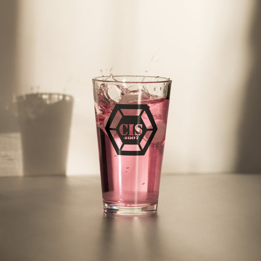 Throw back hex pint glass